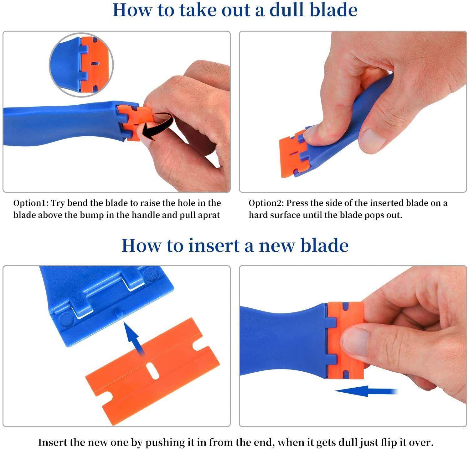 Long Handle Scraper w/ 30 Blades for Glue Sticker Remover Floor Window Cleaning - Fresh Stock Dated February 2026