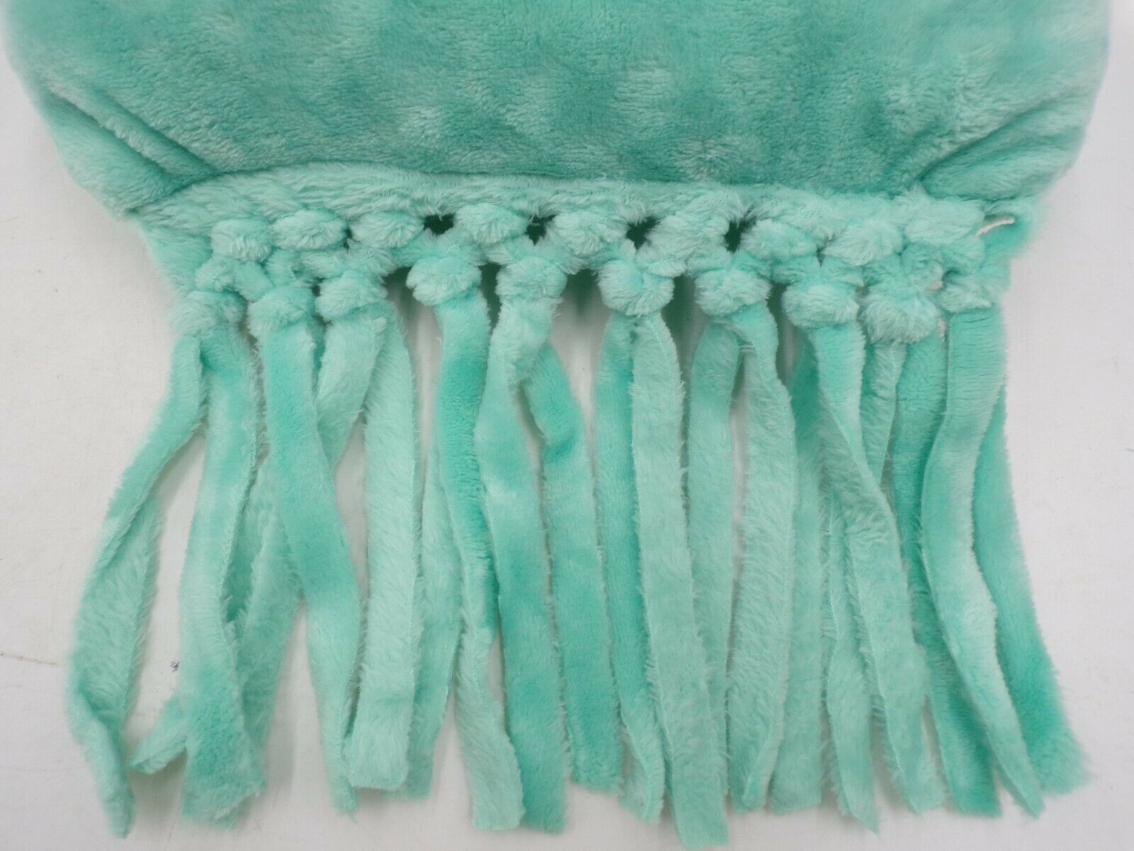 Pottery Barn Teen Bohemian Fringe Plush Pillow Pool Blue Soft 12x16