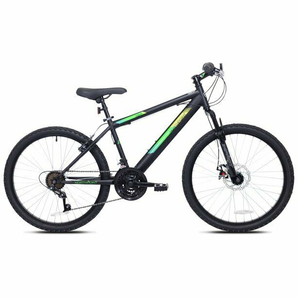 Kent 24 In. Northpoint Boys Mountain Bike 21 Speed Front Disc Brake Black/Green - Fresh Stock Dated February 2026