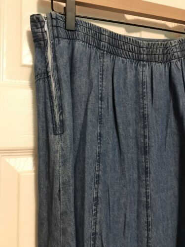 Vintage 80s Apache 100% Cotton Denim Full Skirt Med Wash Maxi Elastic Waist XL - Fresh Stock Dated February 2026