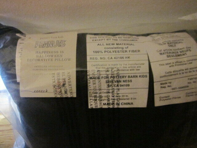 Pottery Barn Kids Peanuts Happiness Is Halloween Lumbar Pillow Snoopy & Gang NWT - Fresh Stock Dated December 2025