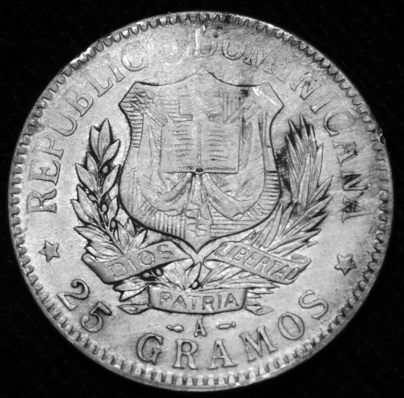 1897 One Peso  Large Silver Coin of Dominican Republic  1897  A47-458 - Fresh Stock Dated February 2026