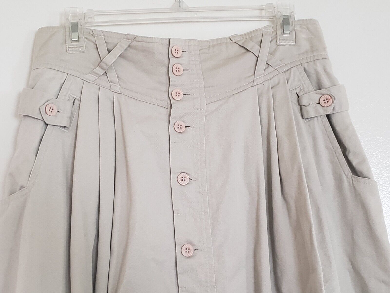 VTG JORDACHE JEANS Skirt Vintage 80s Khaki Canvas Safari Button Front Fit Flare - Fresh Stock Dated March 2026