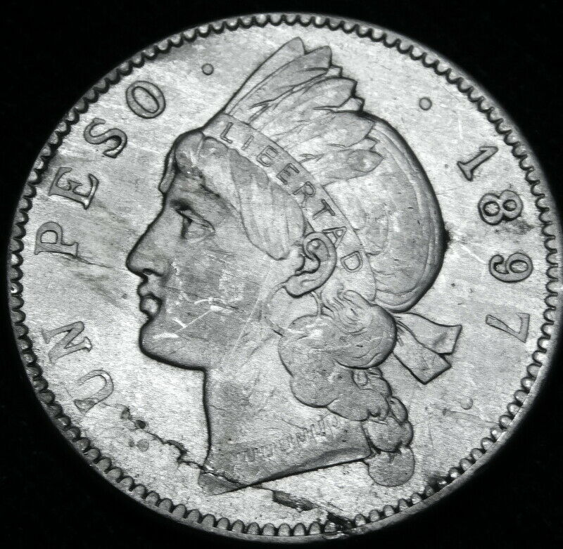 1897 One Peso  Large Silver Coin of Dominican Republic  1897  A47-458 - Fresh Stock Dated February 2026