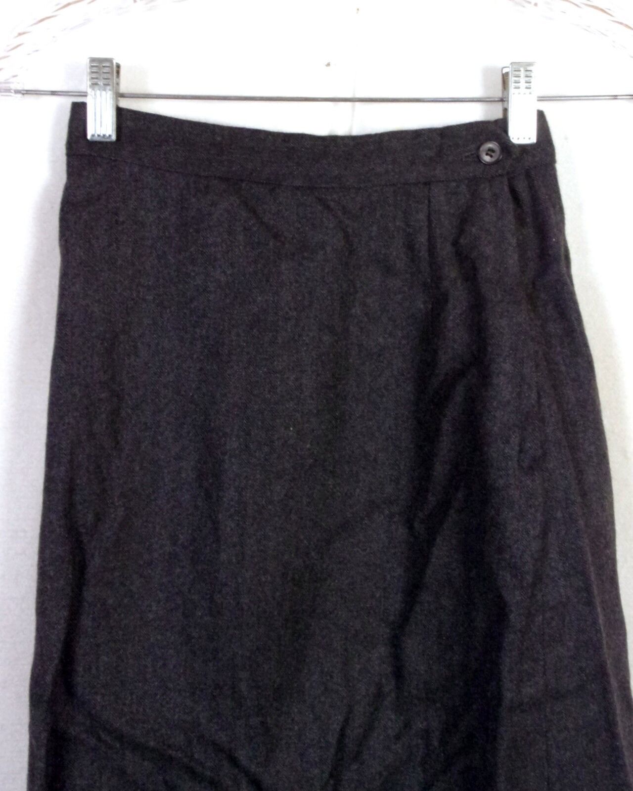 vtg 60s 70s retro Gray Wool herringbone Tweed Pencil Skirt Straight sz 5/6 - Fresh Stock Dated March 2026