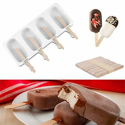 Popsicle Molds Silicone Ice Pop Molds 4 Cavities Homemade Cake Pop Oval Small - Fresh Stock Dated February 2026
