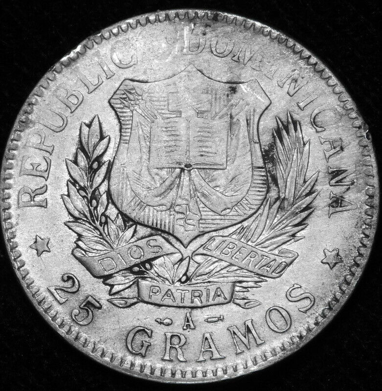 1897 One Peso  Large Silver Coin of Dominican Republic  1897  A47-458 - Fresh Stock Dated February 2026