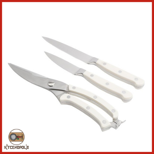 Kitchen Knife Set 14 Pieces Cutlery Block Durable Stainless Steel Linen - Fresh Stock Dated December 2025