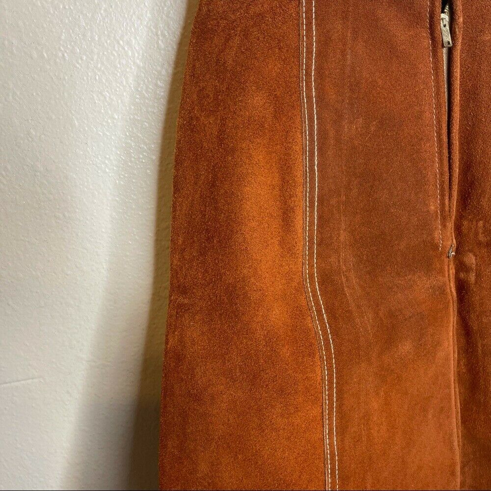 Vintage 1970s Suede Zipper Front Brown Mini Skirt - Fresh Stock Dated February 2026