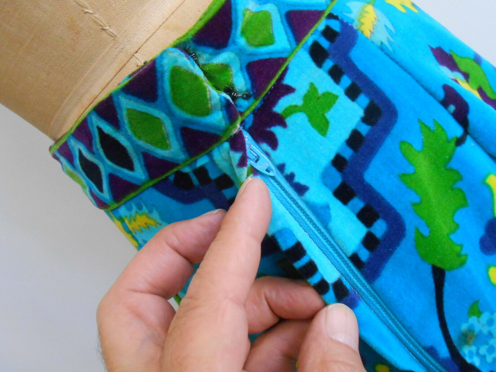 Vintage MR. DINO Multicolor Floral Geometric Print Velvet Maxi Skirt - Fresh Stock Dated February 2026