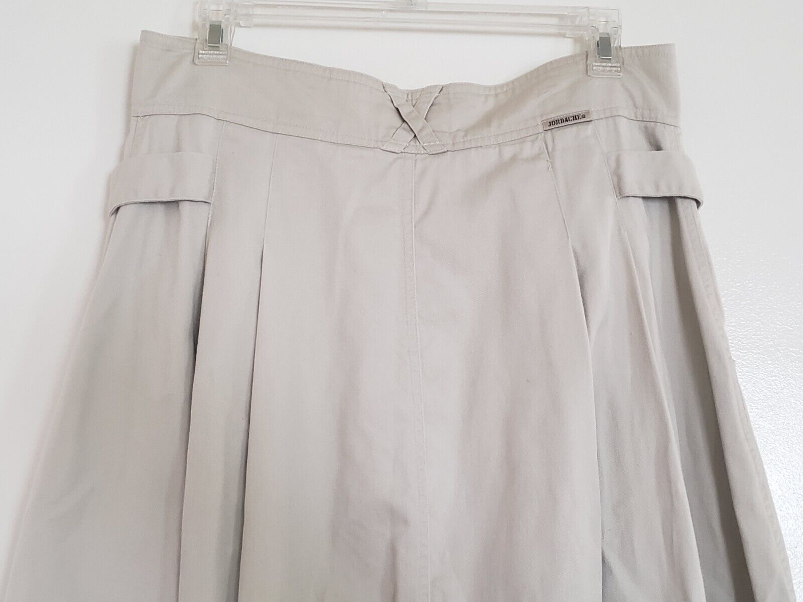 VTG JORDACHE JEANS Skirt Vintage 80s Khaki Canvas Safari Button Front Fit Flare - Fresh Stock Dated March 2026