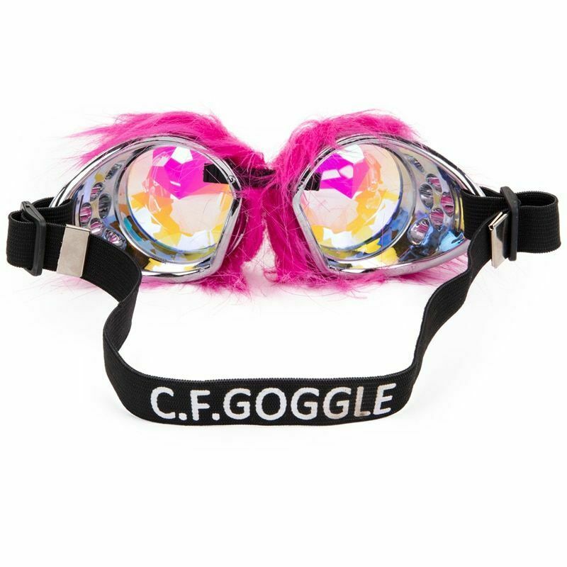 Kaleidoscope Lens Rave Festival Party EDM Glasses Cosplay Vintage Hairy Goggles - Fresh Stock Dated February 2026