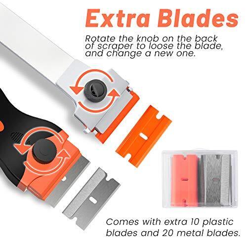 Razor Blade Scraper, 2 PCS Razor Scraper Tool for Removing Label, Registration S - Fresh Stock Dated February 2026