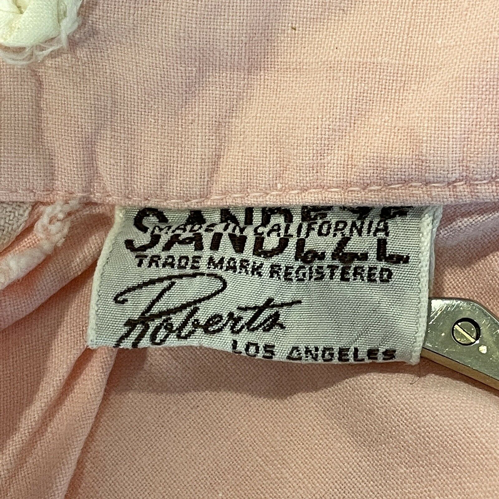 Vintage 1950s Pink Cotton Skirt Roberts Sandeze California + Pockets 26