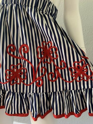 Vintage 70s Nautical Stripe High Waist Retro Prairie Full Ruffle Mini Skirt S/M - Fresh Stock Dated February 2026