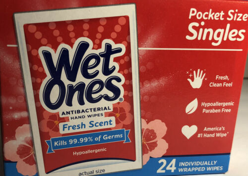 Wet Ones Wipes Fresh Scent Hand Wipes 1ea 24 Count Singles-SHIPS SAME BUS DAY - Fresh Stock Dated February 2026