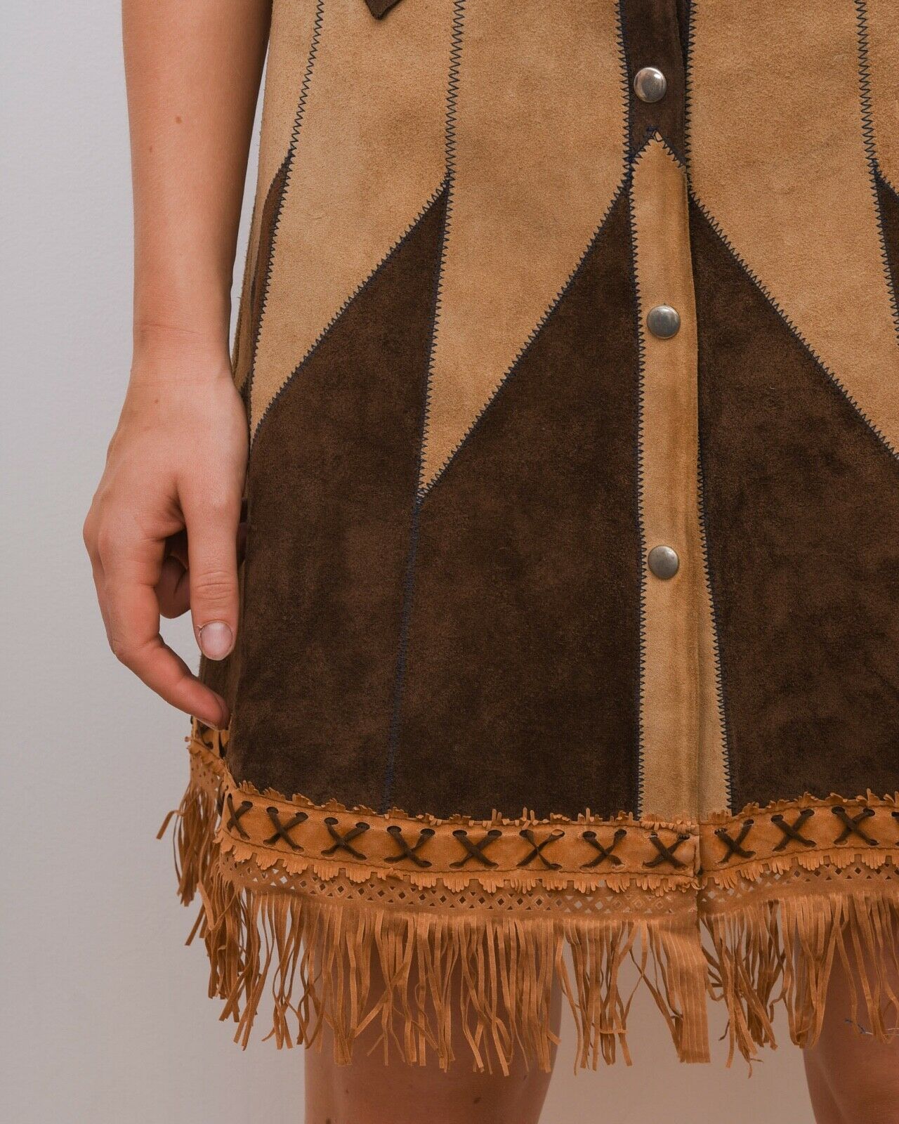 Women S Genuine Suede Leather Fringe Aztec South Western Skirt Button Up RA39eha - Fresh Stock Dated February 2026