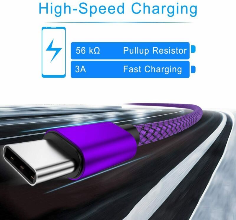 USB Type C Charger Cable 3-Pack(1.5/3.3/6.6FT),Micro C Charging Power Purple - Fresh Stock Dated February 2026