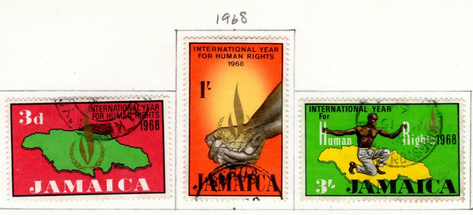 Jamaica Scott 271//301 Used on 2 Album Pages Issued 1968-1970 Total of 33 Stamps - Fresh Stock Dated February 2026