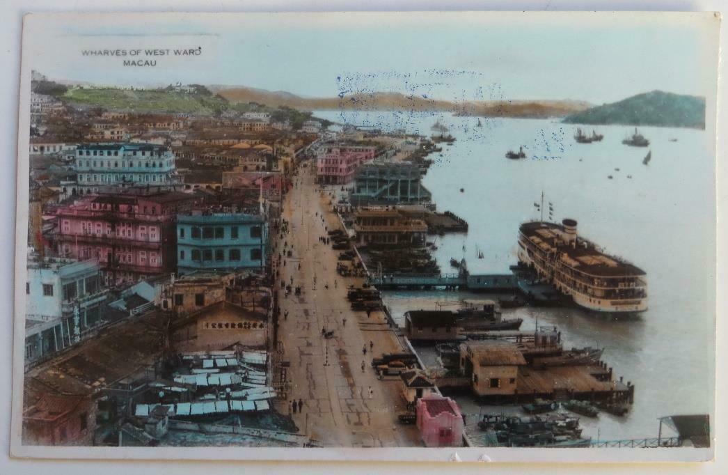 1955 Wharves West Ward Macau RPPC tinted pc very good Airmail - Fresh Stock Dated February 2026