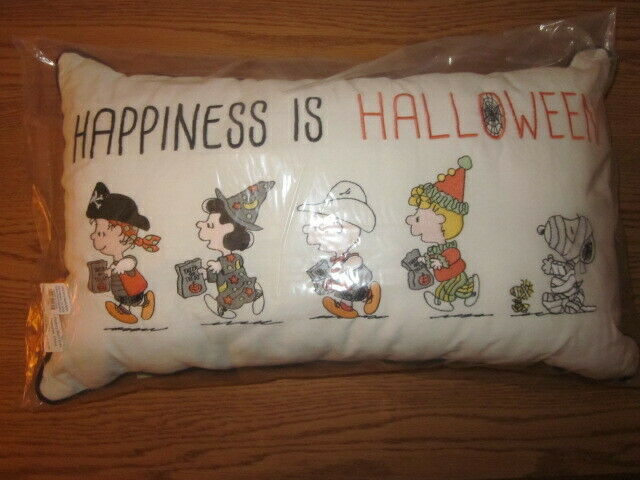 Pottery Barn Kids Peanuts Happiness Is Halloween Lumbar Pillow Snoopy & Gang NWT - Fresh Stock Dated December 2025