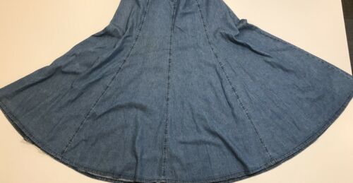 Vintage 80s Apache 100% Cotton Denim Full Skirt Med Wash Maxi Elastic Waist XL - Fresh Stock Dated February 2026