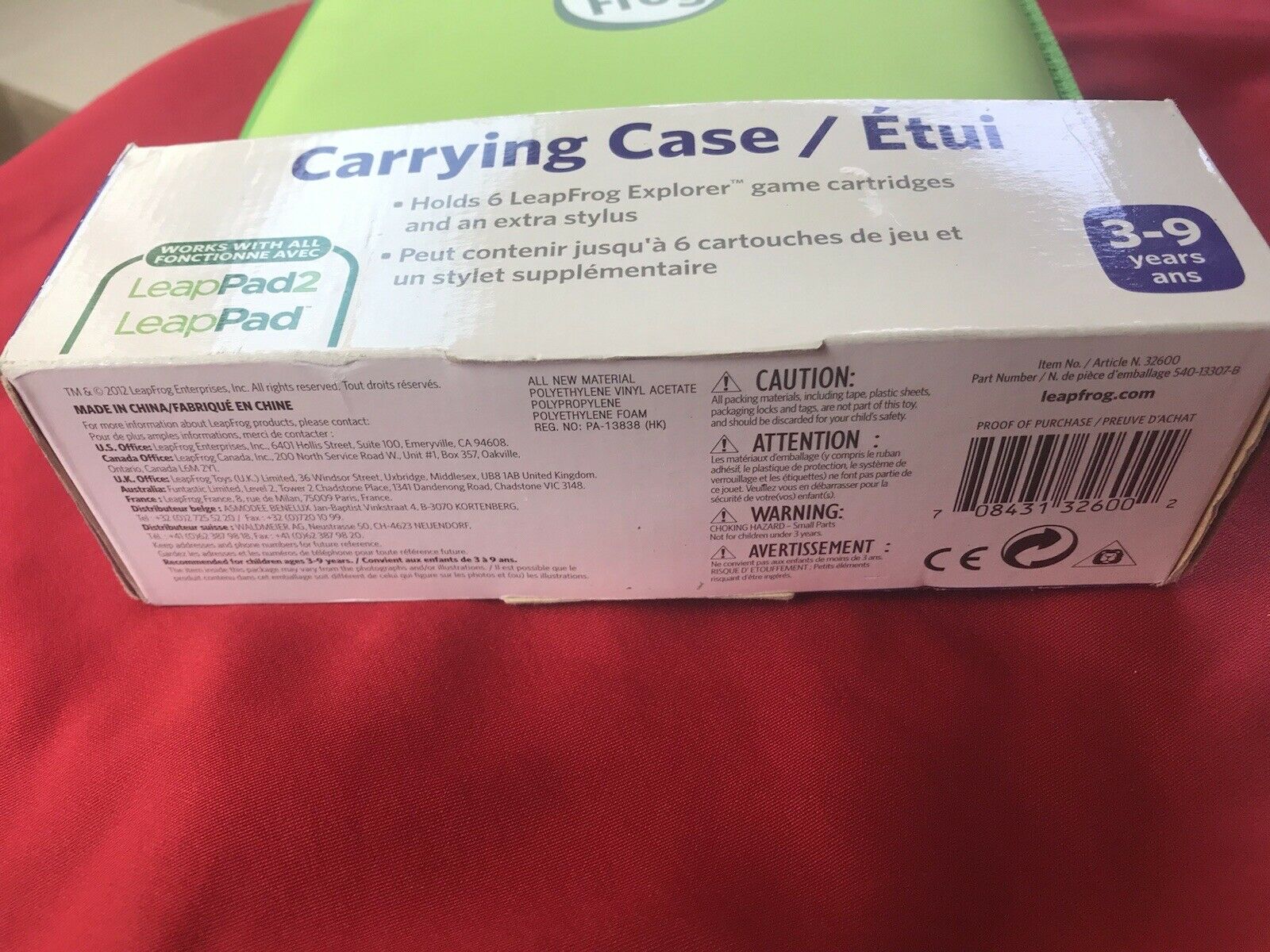 LeapFrog LeapPad LeapPad 2 Explorer Carrying Case Holds 6 Cartridges Green, New - Fresh Stock Dated February 2026