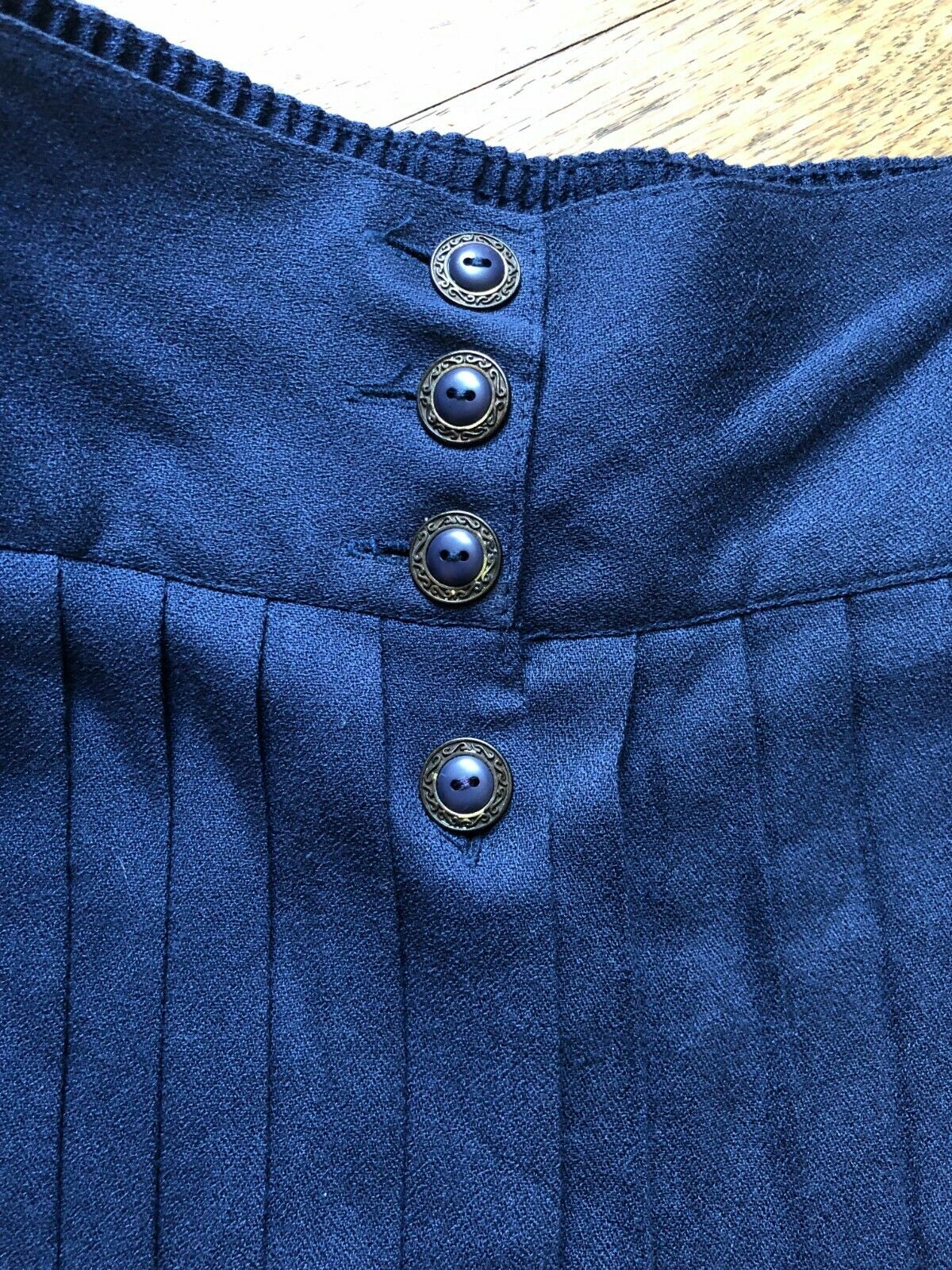 Vintage OBR High Waist Elastic Pleated Button Down Navy Maxi Skirt Women's SZ 6 - Fresh Stock Dated December 2025