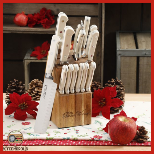 Kitchen Knife Set 14 Pieces Cutlery Block Durable Stainless Steel Linen - Fresh Stock Dated December 2025