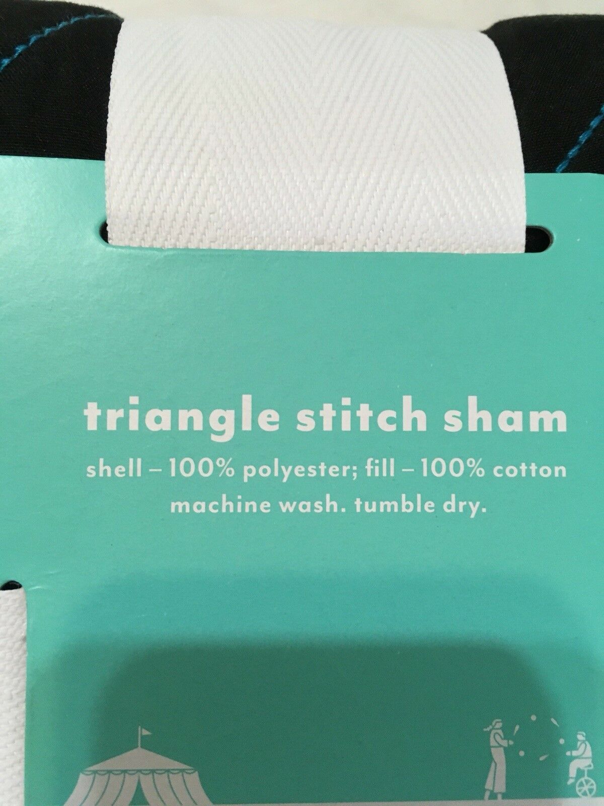 Pillowfort Triangle Stitch Sham black blue kids bedding new - Fresh Stock Dated December 2025