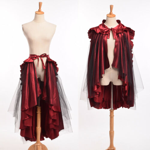 Vintage Gothic Victorian Ruffle Bustle Skirt Cape Reenactment Dual Purpose Wear - Fresh Stock Dated February 2026