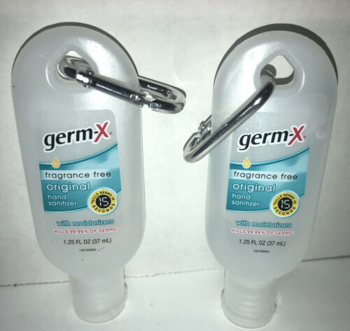 Germ-X With Attachment For Bags/Purses/Backpacks  Hand Sanitizer 2ea 1.25oz Blts - Fresh Stock Dated December 2025
