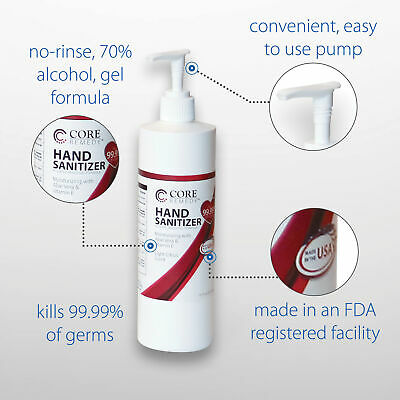 Core Products Core Remedy Hand Sanitizer, 12 Pack - 16oz Pump Bottle - Fresh Stock Dated February 2026