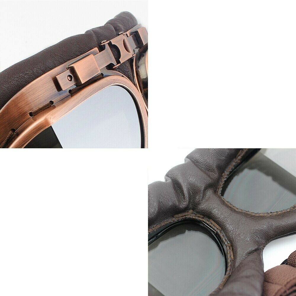Motorcycle Goggles Vintage Style Pilot Steampunk Safety Glasses Riding Eye Wear - Fresh Stock Dated December 2025