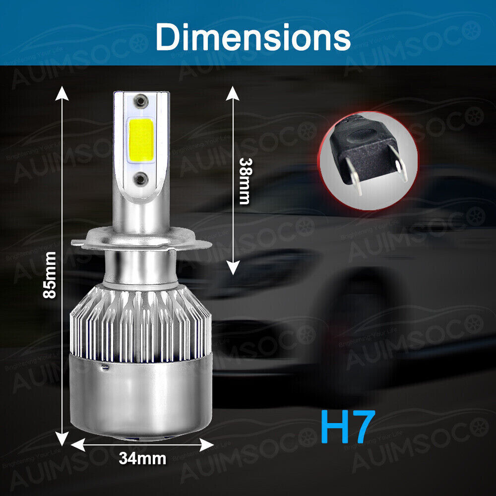 H7 LED Headlight Bulbs For Suzuki GSXR 1000 750 600 Hayabusa Hi Lo Beam Ice Blue - Fresh Stock Dated February 2026