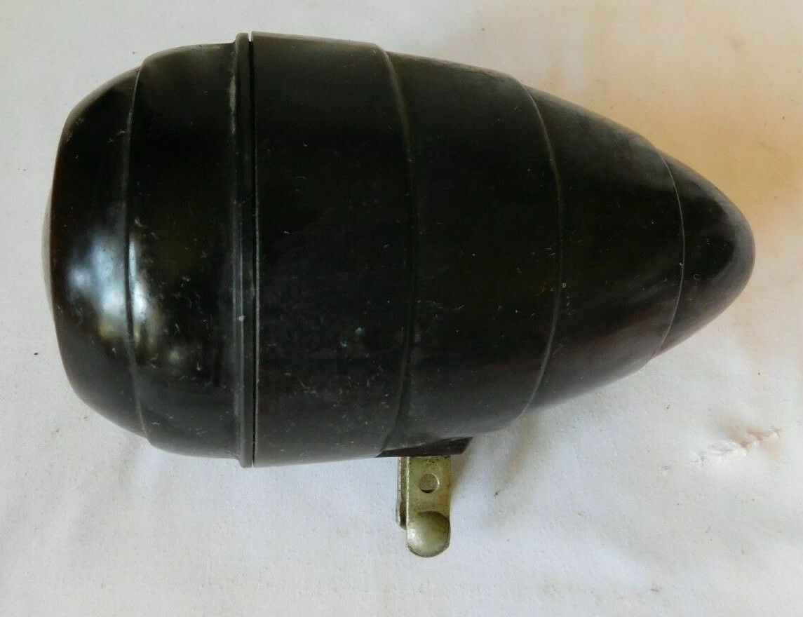 Vintage Bakelite Atomic Beehive Art Deco Bullet Head Light Lamp Bicycle Scooter - Fresh Stock Dated December 2025