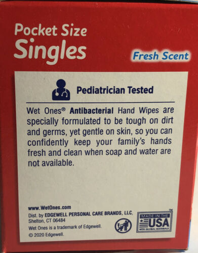 Wet Ones Wipes Fresh Scent Hand Wipes 1ea 24 Count Singles-SHIPS SAME BUS DAY - Fresh Stock Dated February 2026