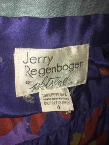 80’s Vintage Jerry Regenbogen Periwinkle Floral Silk Midi Skirt XS - Fresh Stock Dated February 2026