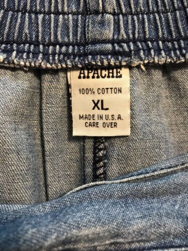 Vintage 80s Apache 100% Cotton Denim Full Skirt Med Wash Maxi Elastic Waist XL - Fresh Stock Dated February 2026