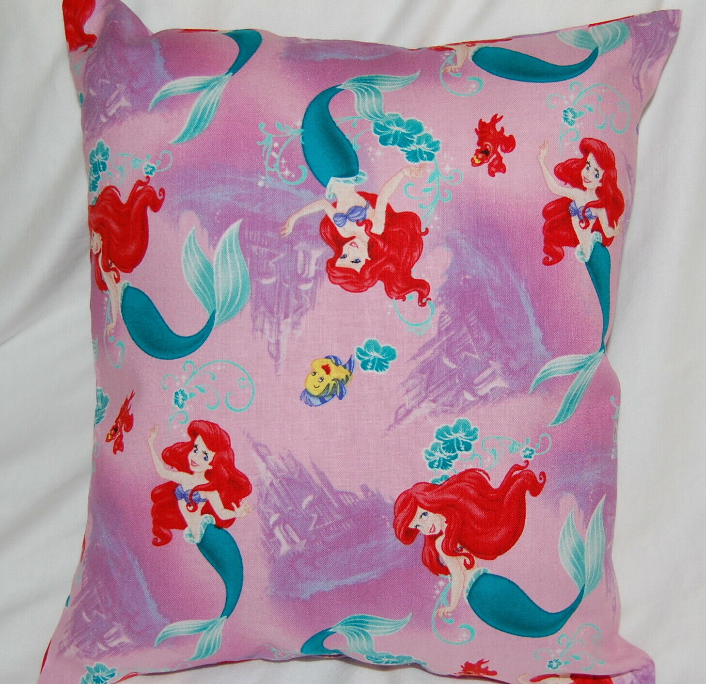 DISNEY HANDMADE PRINCESS ARIEL / LITTLE MERMAID CAR TRAVEL CUDDLE   PILLOW - Fresh Stock Dated December 2025