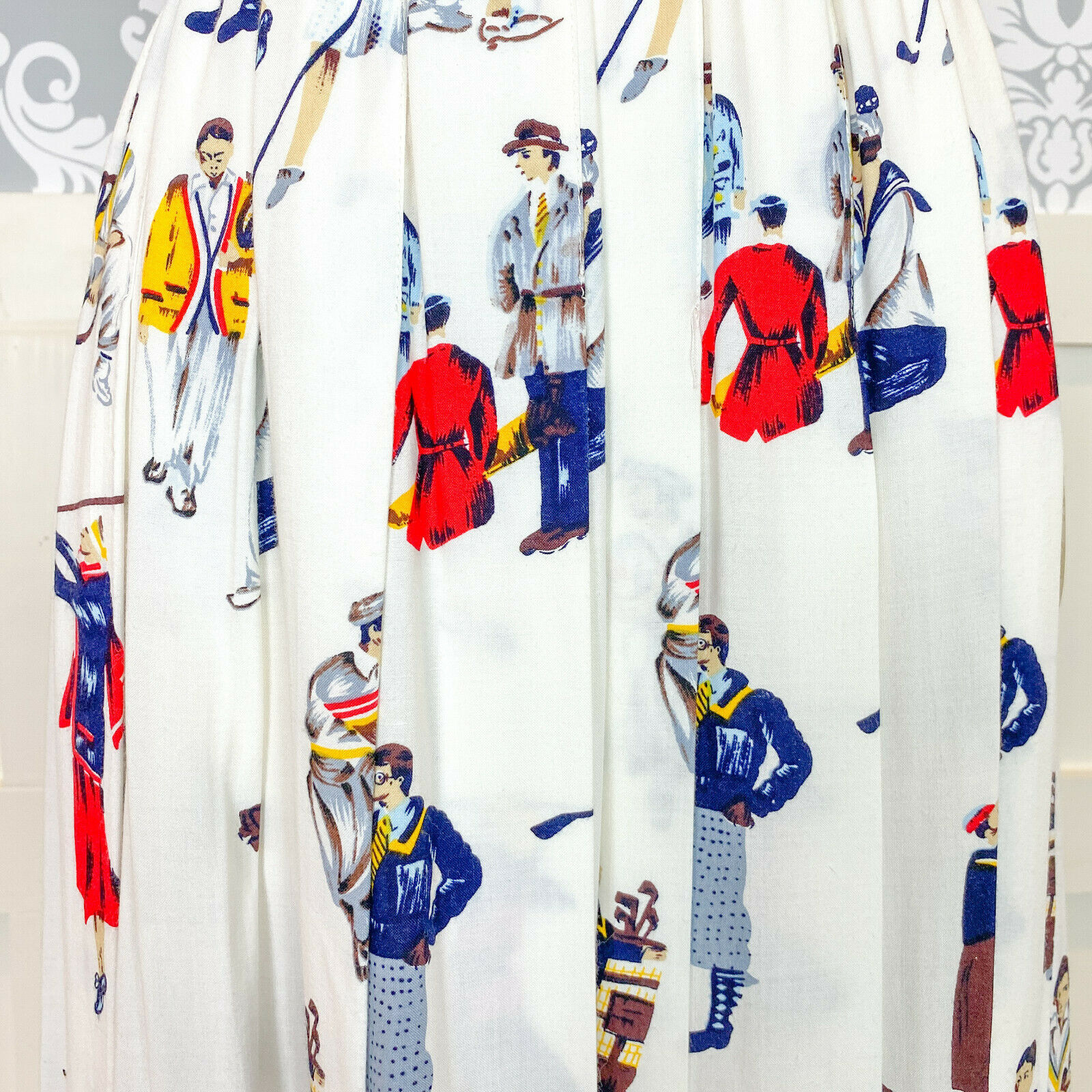 1980s Vintage Novelty Golf Print Circle Midi Skirt Size Small/Medium - Fresh Stock Dated February 2026