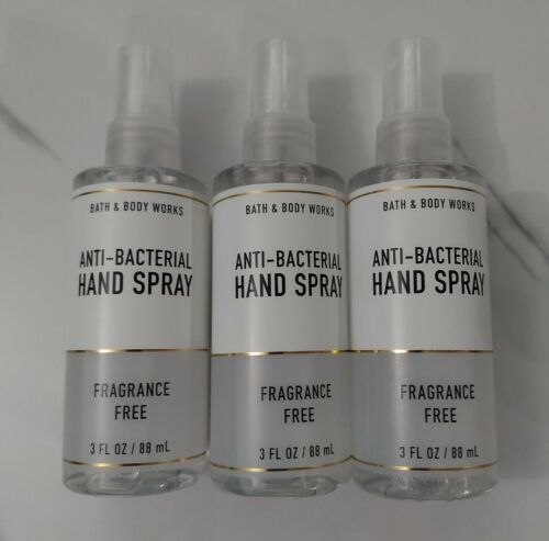 NEW 3-Pack Fragrance Free Anti-Bacterial Spray Sanitizer 3 oz Bath & Body Works - Fresh Stock Dated February 2026