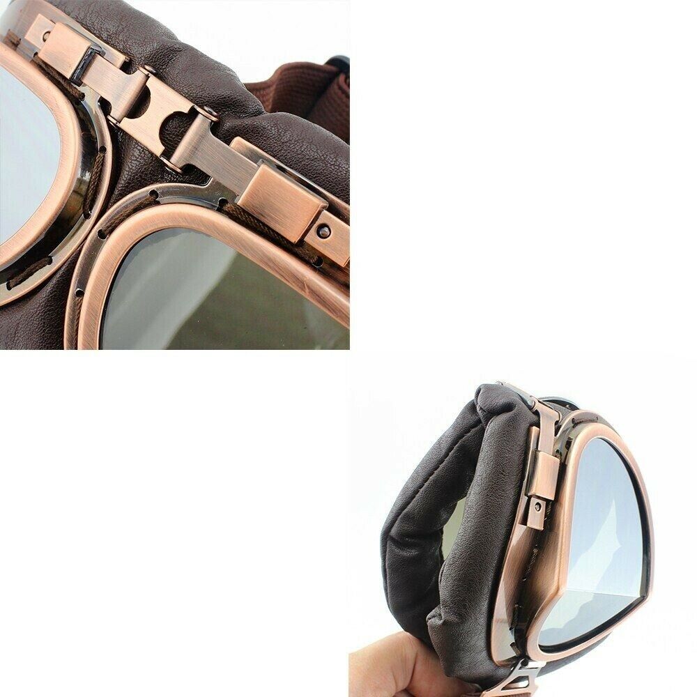 Motorcycle Goggles Vintage Style Pilot Steampunk Safety Glasses Riding Eye Wear - Fresh Stock Dated December 2025