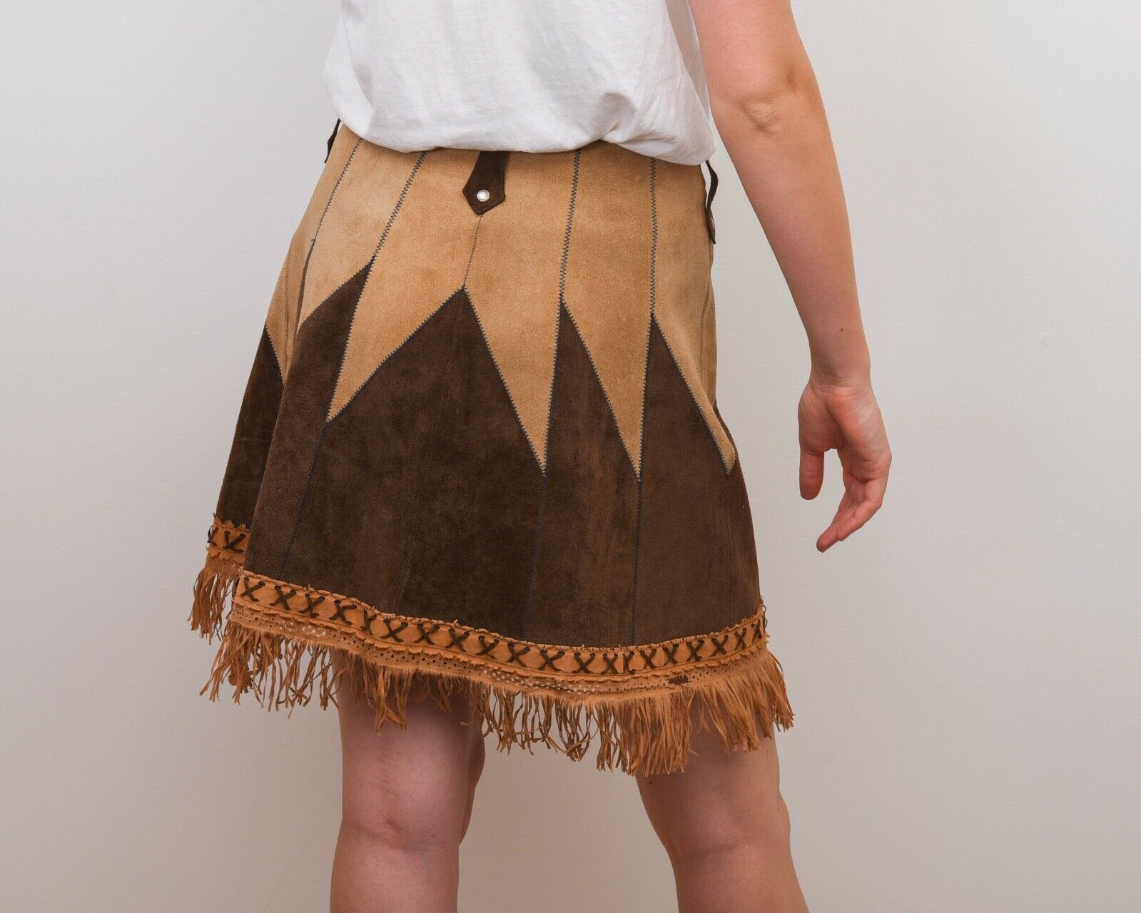 Women S Genuine Suede Leather Fringe Aztec South Western Skirt Button Up RA39eha - Fresh Stock Dated February 2026