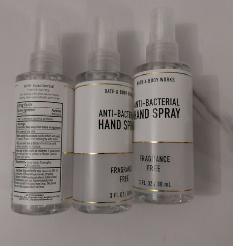 NEW 3-Pack Fragrance Free Anti-Bacterial Spray Sanitizer 3 oz Bath & Body Works - Fresh Stock Dated February 2026