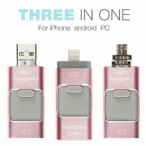 HLC SD-R001RG Apple/Android/PC 3-in-1 32GB USB Flash Drive, Rose Gold - Fresh Stock Dated February 2026