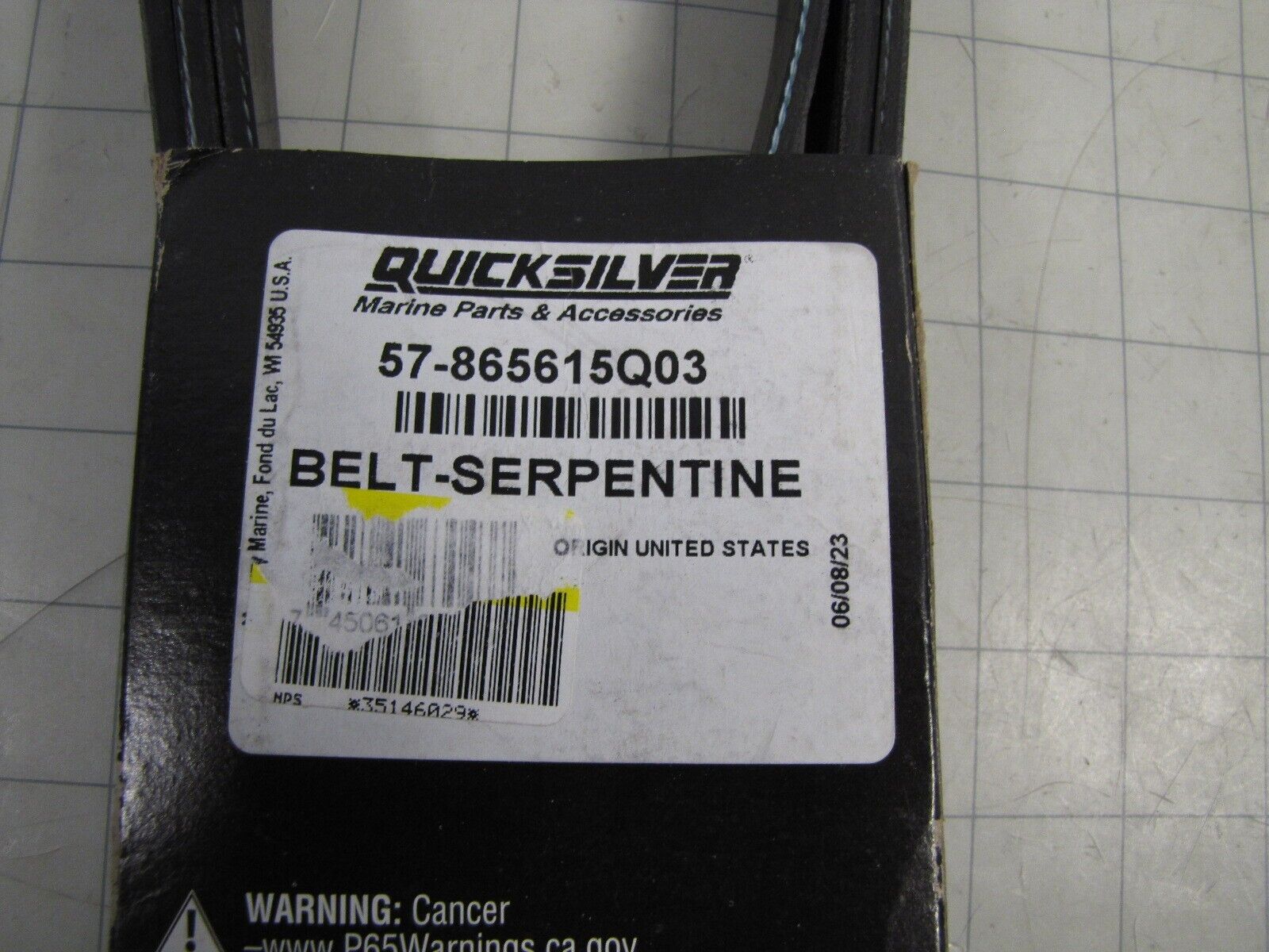 OEM 57-865615Q03 Serpentine Belt for Mercruiser Alpha Bravo V6 / V8 704mm NEW - Fresh Stock Dated February 2026