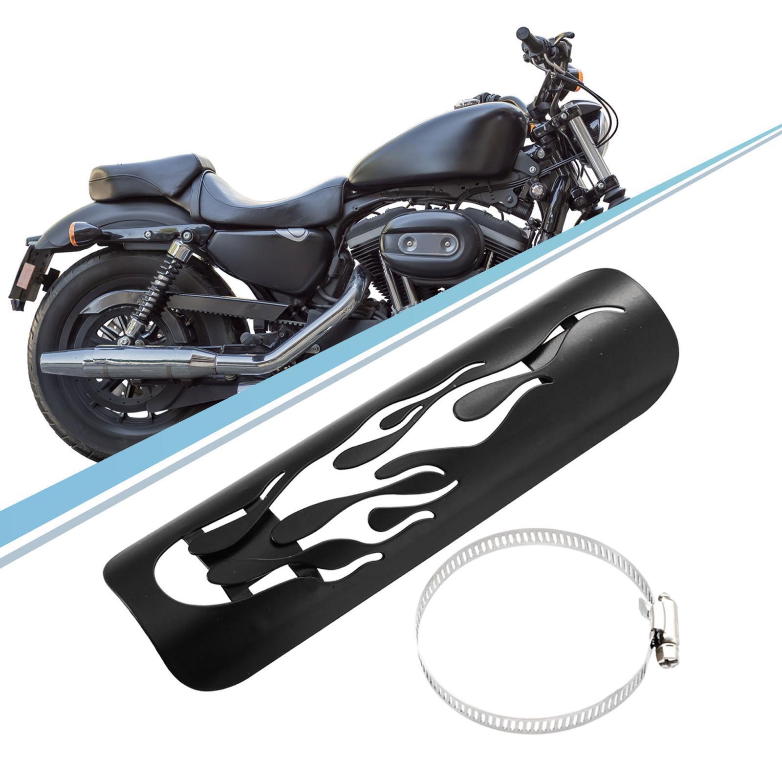 Motorcycle Exhaust Pipe Heat Shield for Harley with 90mm-110mm Clamps Black - Fresh Stock Dated February 2026