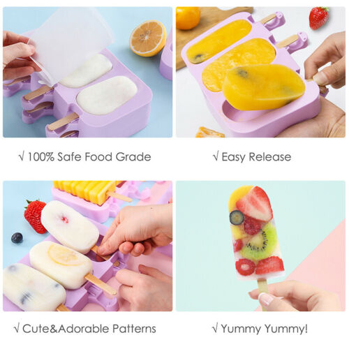 Lots 3-Cells Silicone Frozen Ice Cream Mold Juice Popsicle Maker Lolly Pop Mould - Fresh Stock Dated December 2025