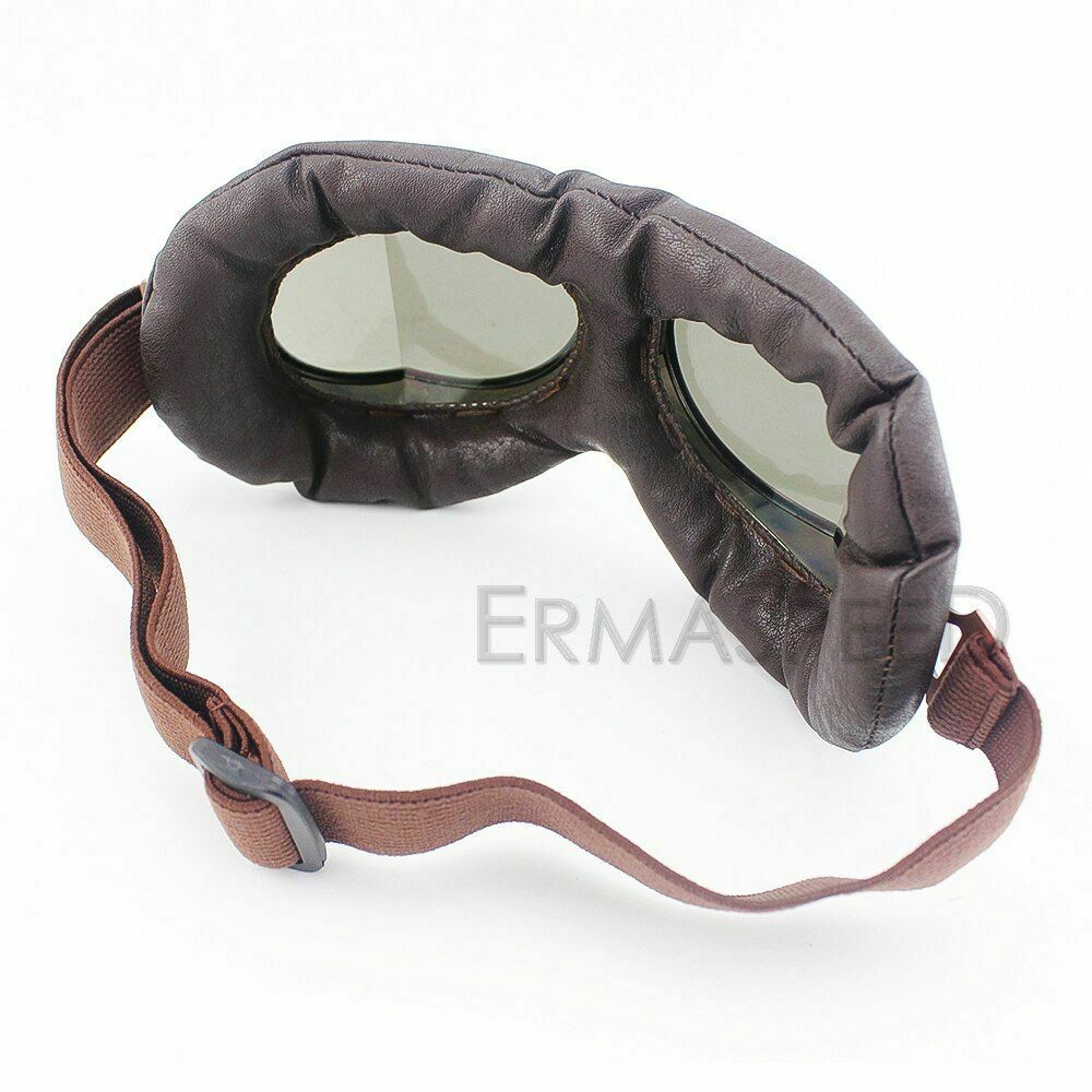 Motorcycle Goggles Vintage Style Pilot Steampunk Safety Glasses Riding Eye Wear - Fresh Stock Dated December 2025